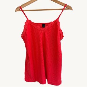 NWT SHEIN Vibrant Coral Pink Lace Cami Tank Top Womens Size Medium